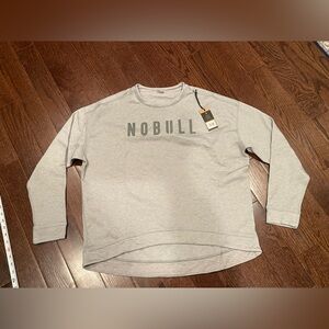 NOBULL Women Crewneck Performance Logo Sweatshirt Fleece Heather Gray Large NEW